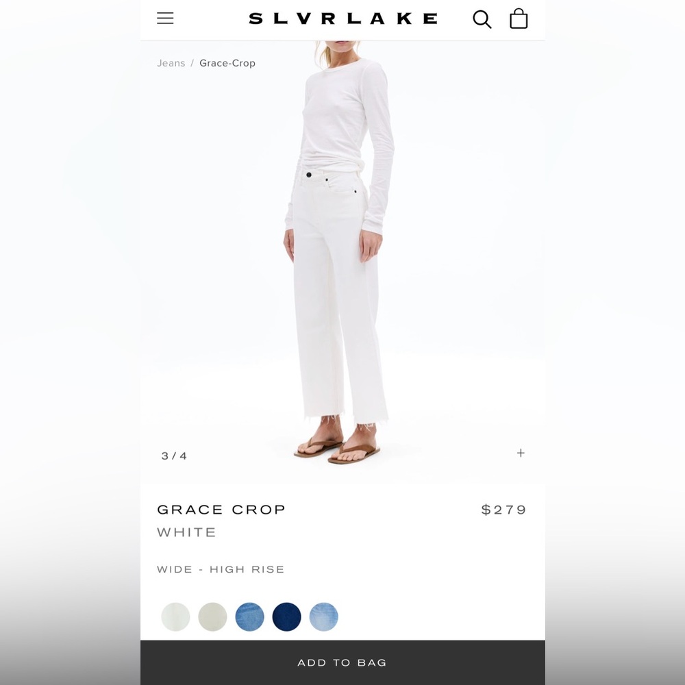 SLVRLAKE Cropped White Jeans